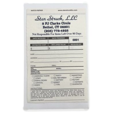 Custom Watch Repair Envelopes