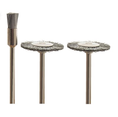 Mounted Steel Brush - 3/32" Shank - Wheel - 3/4" x 1-5/8" - .005" A-MB7