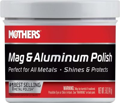 Mothers Mag & Aluminum Polish, 5 oz. — Brilliant Shine, Easy to Use, For All Uncoated & Unplated Metals Including Aluminum Wheels, Stainless Steel Trim and Exhaust Tips, Brass & More (05100)