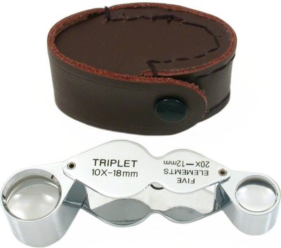 Premium Quality Jeweler's 2-in-1 Eye Loupe 10X 20X - Triplet & Five Elements - Chrome-Plated Brass